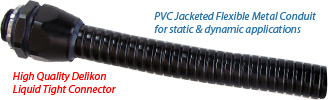 PVC jacketed flexible metallic conduit for lighting fixtures cables protection